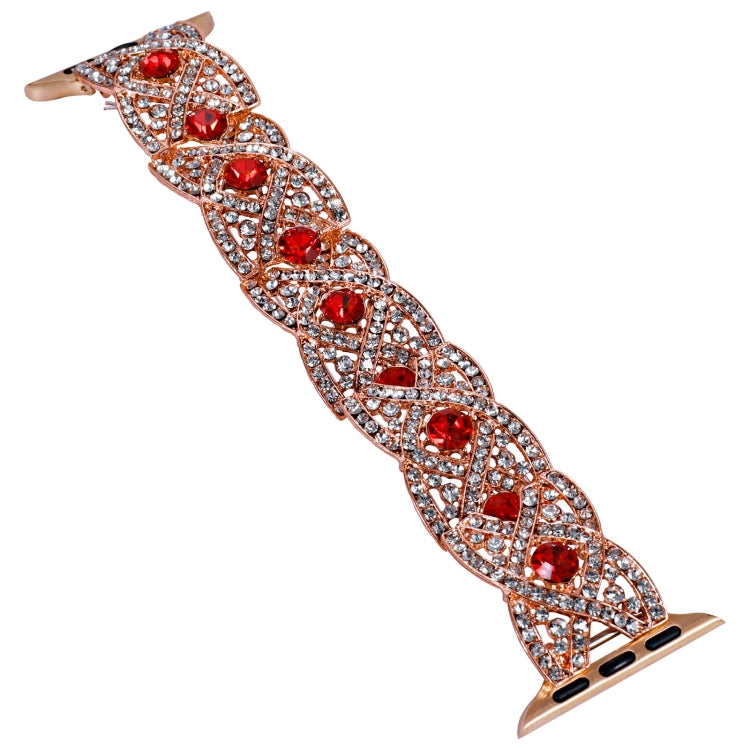Diamonds Twist Metal Watch Band For Apple Watch 6 44mm(Rose Gold Red) - Watch Bands by PMC TechLife | Online Shopping South Africa | PMC TechLife