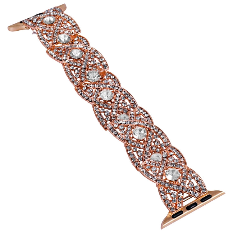 Diamonds Twist Metal Watch Band For Apple Watch 6 44mm(Rose Gold White) - Watch Bands by PMC TechLife | Online Shopping South Africa | PMC TechLife