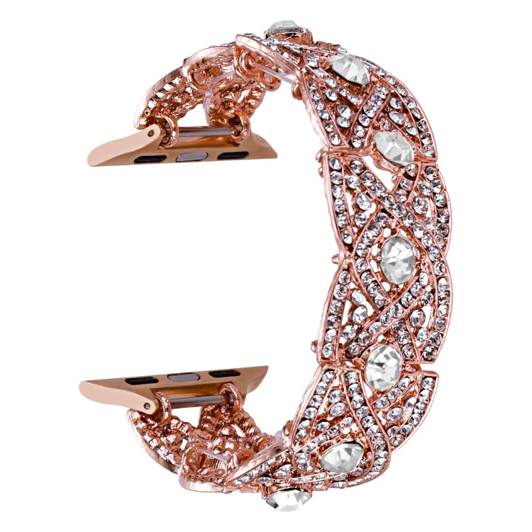 Diamonds Twist Metal Watch Band For Apple Watch 3 38mm(Rose Gold White) - Watch Bands by PMC TechLife | Online Shopping South Africa | PMC TechLife