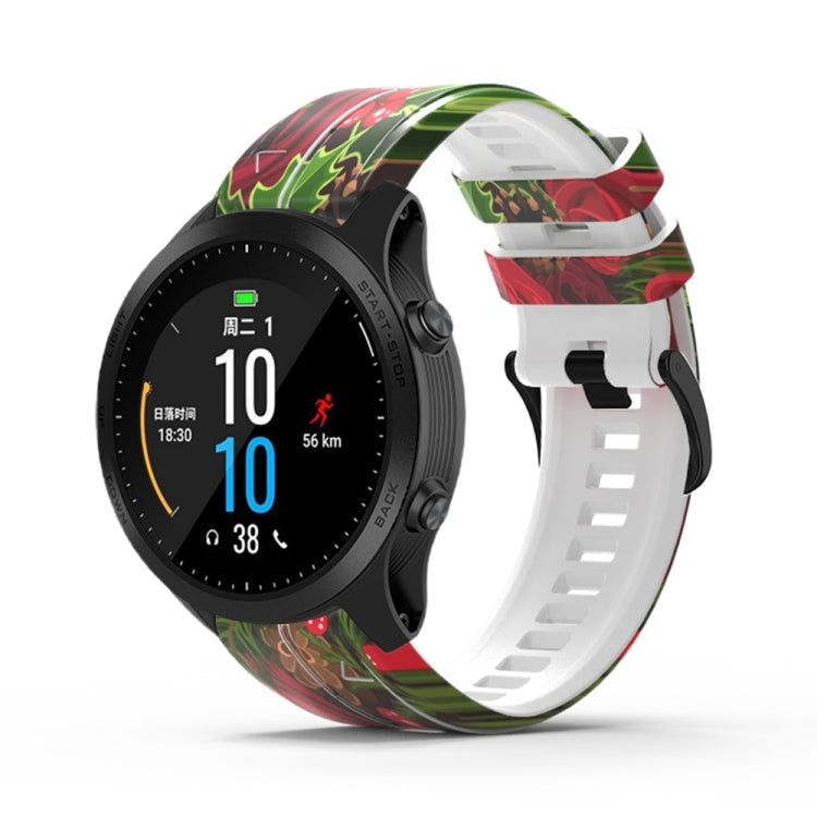 For Garmin  Tactix 7 Pro / Fenix 7X / 6X Pro Printing Quick Release Silicone Watch Band(Rose Flower) - Watch Bands by PMC TechLife | Online Shopping South Africa | PMC TechLife