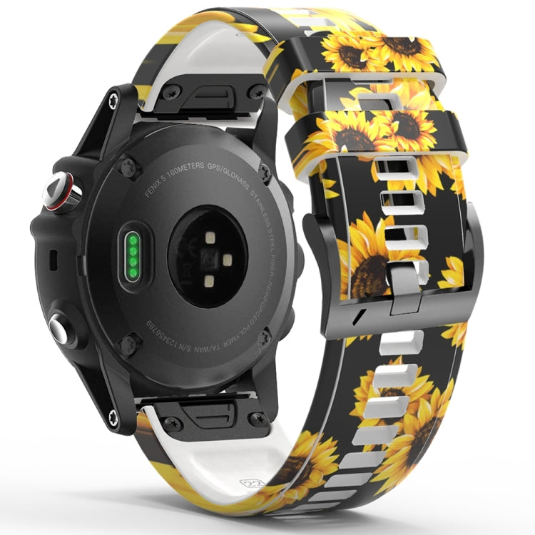 For Garmin  Tactix 7 Pro / Fenix 7X / 6X Pro Printing Quick Release Silicone Watch Band(Sunflower) - Watch Bands by PMC TechLife | Online Shopping South Africa | PMC TechLife