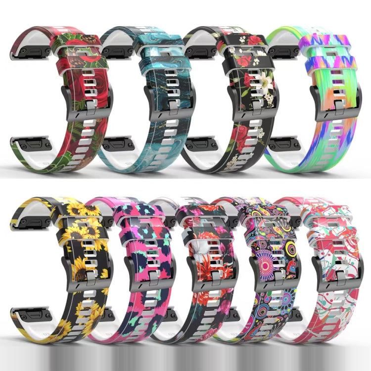 For Garmin  Tactix 7 Pro / Fenix 7X / 6X Pro Printing Quick Release Silicone Watch Band(Graffiti) - Watch Bands by PMC TechLife | Online Shopping South Africa | PMC TechLife