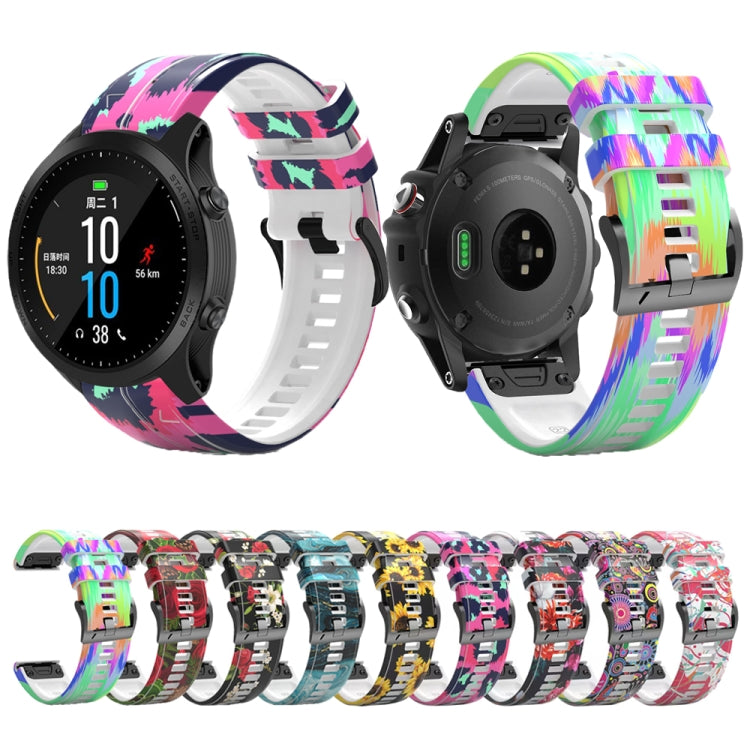 For Garmin  Tactix 7 Pro / Fenix 7X / 6X Pro Printing Quick Release Silicone Watch Band(Flower) - Watch Bands by PMC TechLife | Online Shopping South Africa | PMC TechLife