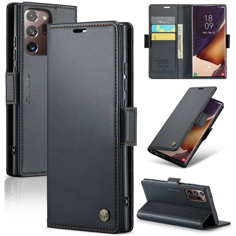 For Samsung Galaxy Note20 Ultra CaseMe 023 Butterfly Buckle Litchi Texture RFID Anti-theft Leather Phone Case(Black) - free shipping - PMC TechLife - Order now!