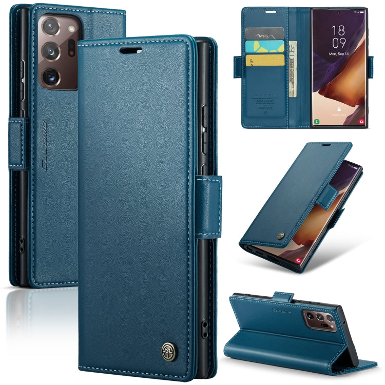 For Samsung Galaxy Note20 Ultra CaseMe 023 Butterfly Buckle Litchi Texture RFID Anti-theft Leather Phone Case(Blue) - free shipping - PMC TechLife - Order now!