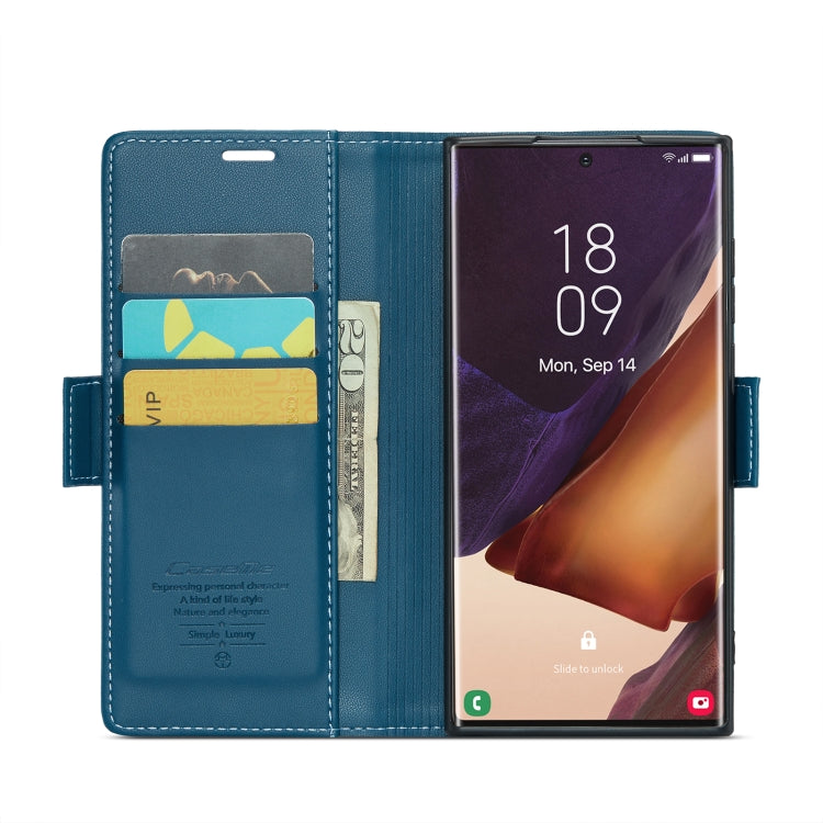 For Samsung Galaxy Note20 Ultra CaseMe 023 Butterfly Buckle Litchi Texture RFID Anti-theft Leather Phone Case(Blue) - free shipping - PMC TechLife - Order now!