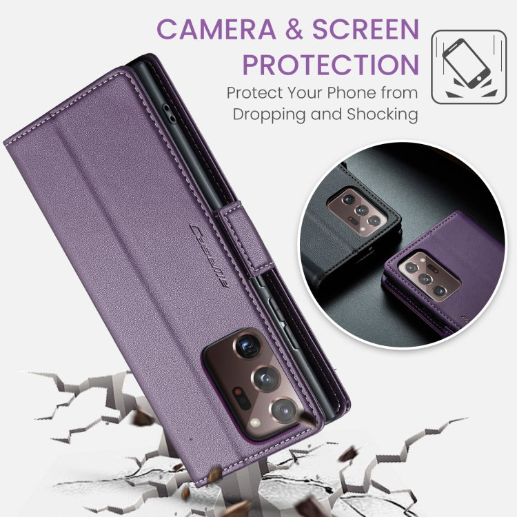 For Samsung Galaxy Note20 Ultra CaseMe 023 Butterfly Buckle Litchi Texture RFID Anti-theft Leather Phone Case(Pearly Purple) - free shipping - PMC TechLife - Order now!