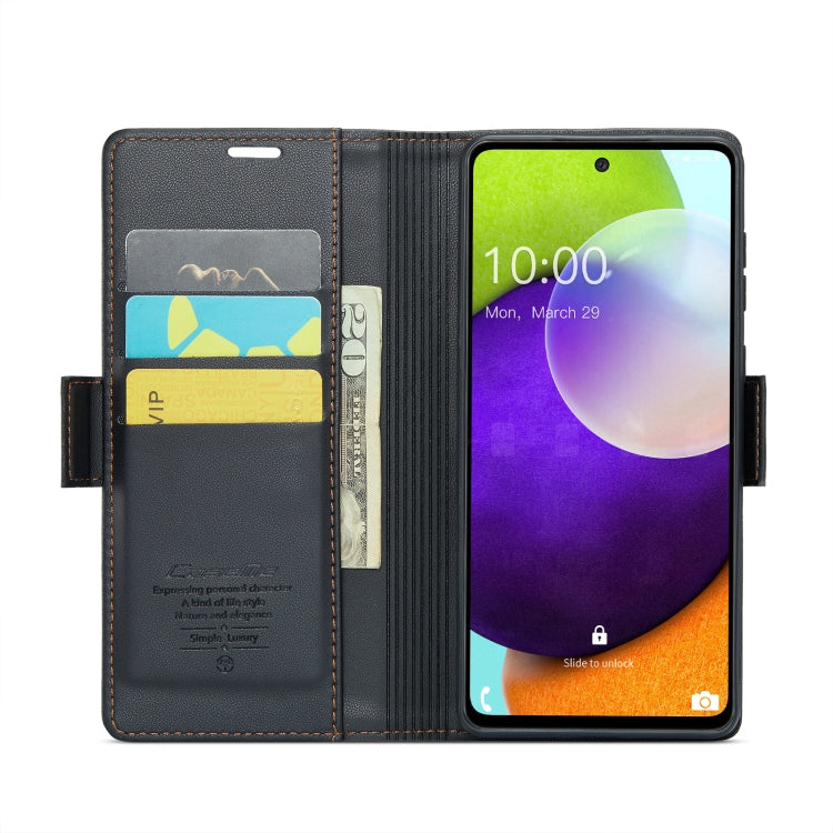 For Samsung Galaxy A52/A52s 5G CaseMe 023 Butterfly Buckle Litchi Texture RFID Anti-theft Leather Phone Case(Black) - free shipping - PMC TechLife - Order now!