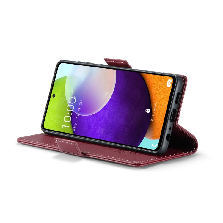 For Samsung Galaxy A52/A52s 5G CaseMe 023 Butterfly Buckle Litchi Texture RFID Anti-theft Leather Phone Case(Wine Red) - free shipping - PMC TechLife - Order now!