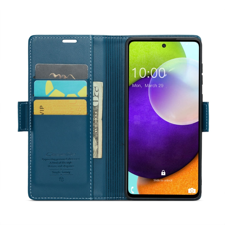 For Samsung Galaxy A52/A52s 5G CaseMe 023 Butterfly Buckle Litchi Texture RFID Anti-theft Leather Phone Case(Blue) - free shipping - PMC TechLife - Order now!