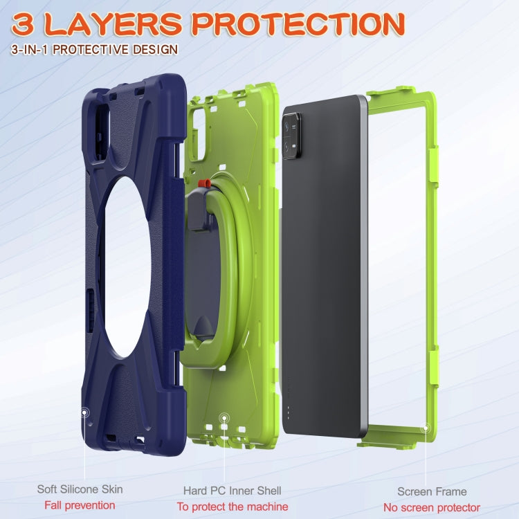For Xiaomi Pad 6 / 6 Pro Silicone Hybrid PC Tablet Case with Holder & Shoulder Strap(Navy Blue Olivine) -  by PMC TechLife | Online Shopping South Africa | PMC TechLife