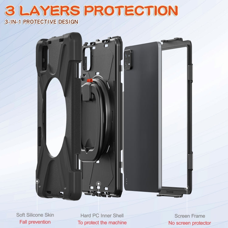 For Xiaomi Pad 6 / 6 Pro Silicone Hybrid PC Tablet Case with Holder & Shoulder Strap(Black) -  by PMC TechLife | Online Shopping South Africa | PMC TechLife