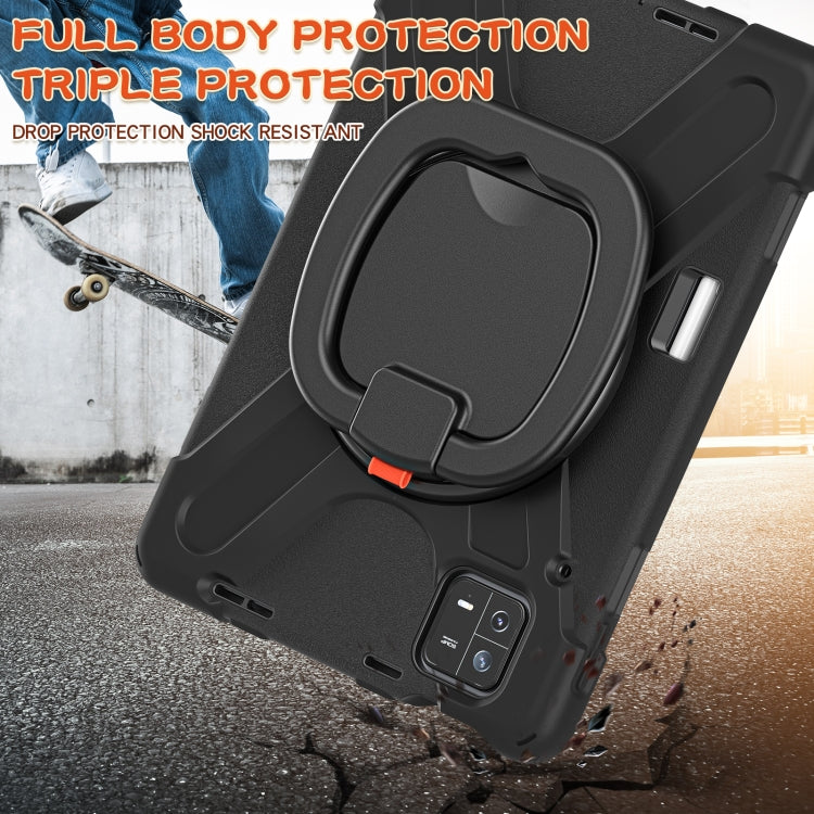 For Xiaomi Pad 6 / 6 Pro Silicone Hybrid PC Tablet Case with Holder & Shoulder Strap(Black) -  by PMC TechLife | Online Shopping South Africa | PMC TechLife