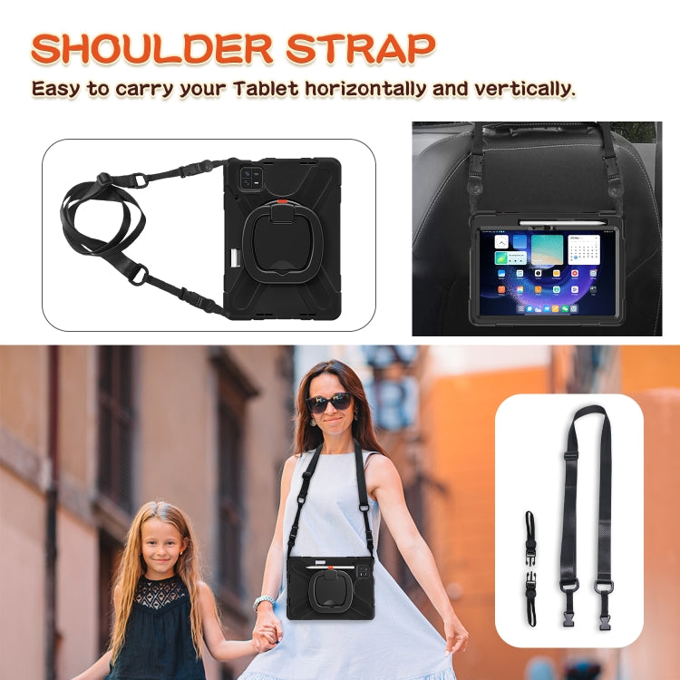 For Xiaomi Pad 6 / 6 Pro Silicone Hybrid PC Tablet Case with Holder & Shoulder Strap(Black) -  by PMC TechLife | Online Shopping South Africa | PMC TechLife