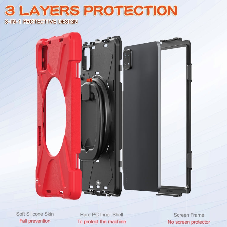 For Xiaomi Pad 6 / 6 Pro Silicone Hybrid PC Tablet Case with Holder & Shoulder Strap(Red) -  by PMC TechLife | Online Shopping South Africa | PMC TechLife