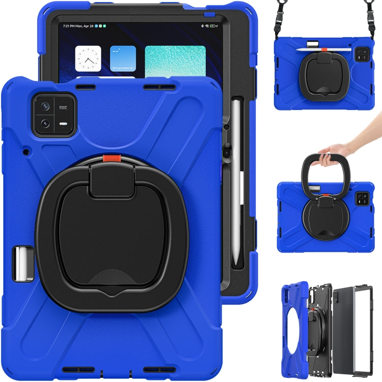 For Xiaomi Pad 6 / 6 Pro Silicone Hybrid PC Tablet Case with Holder & Shoulder Strap(Blue) - free shipping - PMC TechLife - Order now!