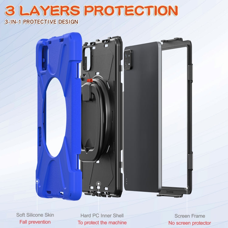 For Xiaomi Pad 6 / 6 Pro Silicone Hybrid PC Tablet Case with Holder & Shoulder Strap(Blue) - free shipping - PMC TechLife - Order now!