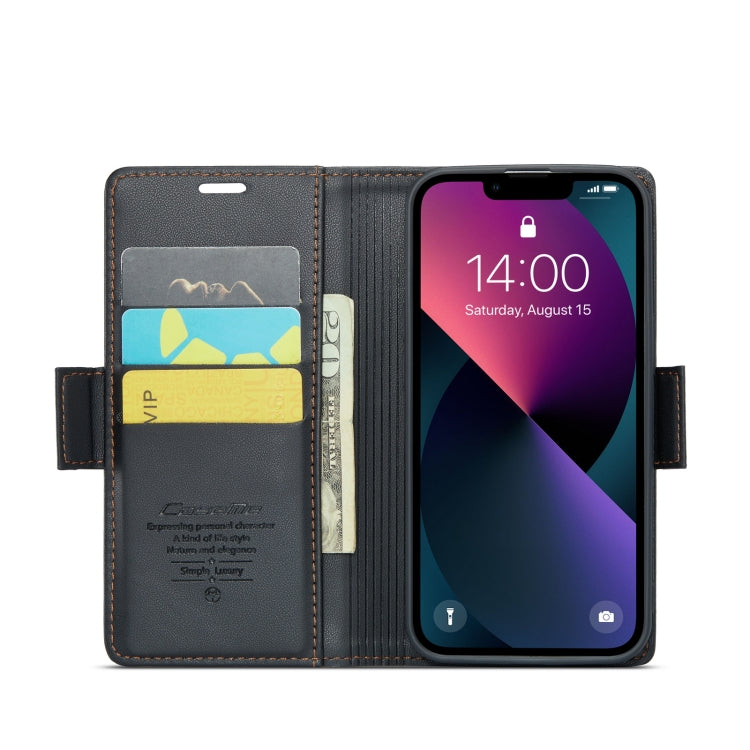 For iPhone 14 Plus CaseMe 023 Butterfly Buckle Litchi Texture RFID Anti-theft Leather Phone Case(Black) - iPhone 14 Plus Cases by CaseMe | Online Shopping South Africa | PMC TechLife | Buy Now Pay Later Mobicred