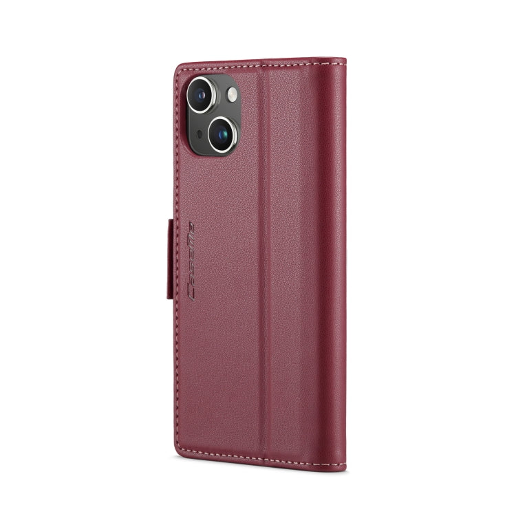 For iPhone 14 Plus CaseMe 023 Butterfly Buckle Litchi Texture RFID Anti-theft Leather Phone Case(Wine Red) - iPhone 14 Plus Cases by CaseMe | Online Shopping South Africa | PMC TechLife | Buy Now Pay Later Mobicred