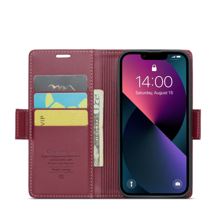 For iPhone 14 Plus CaseMe 023 Butterfly Buckle Litchi Texture RFID Anti-theft Leather Phone Case(Wine Red) - iPhone 14 Plus Cases by CaseMe | Online Shopping South Africa | PMC TechLife | Buy Now Pay Later Mobicred
