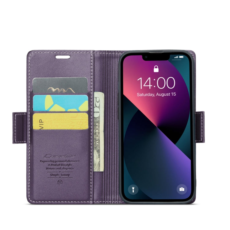For iPhone 14 Plus CaseMe 023 Butterfly Buckle Litchi Texture RFID Anti-theft Leather Phone Case(Pearly Purple) - iPhone 14 Plus Cases by CaseMe | Online Shopping South Africa | PMC TechLife | Buy Now Pay Later Mobicred
