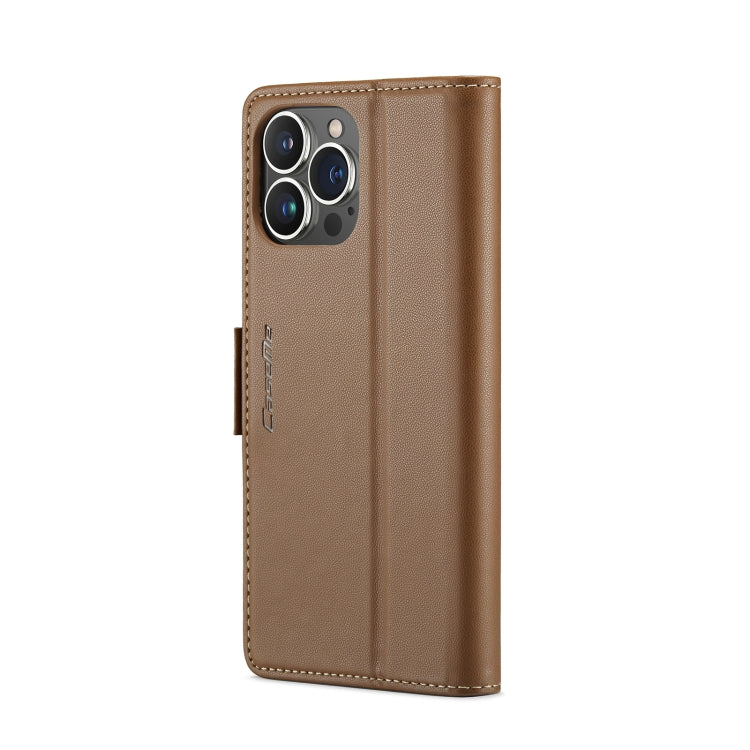 For iPhone 14 Pro Max CaseMe 023 Butterfly Buckle Litchi Texture RFID Anti-theft Leather Phone Case(Brown) - iPhone 14 Pro Max Cases by CaseMe | Online Shopping South Africa | PMC TechLife | Buy Now Pay Later Mobicred