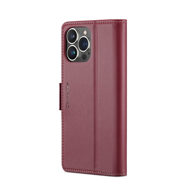 For iPhone 14 Pro Max CaseMe 023 Butterfly Buckle Litchi Texture RFID Anti-theft Leather Phone Case(Wine Red) - iPhone 14 Pro Max Cases by CaseMe | Online Shopping South Africa | PMC TechLife