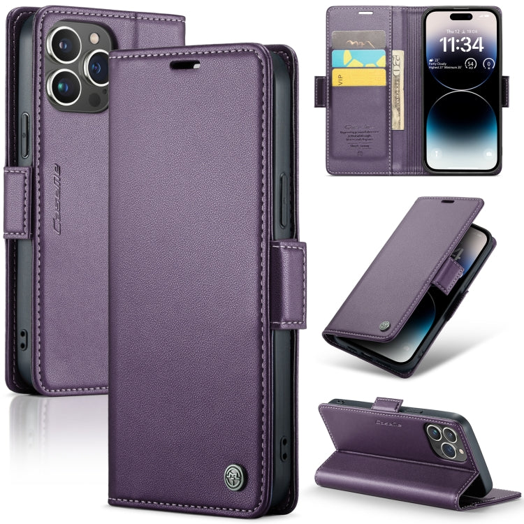For iPhone 14 Pro Max CaseMe 023 Butterfly Buckle Litchi Texture RFID Anti-theft Leather Phone Case(Pearly Purple) - iPhone 14 Pro Max Cases by CaseMe | Online Shopping South Africa | PMC TechLife | Buy Now Pay Later Mobicred