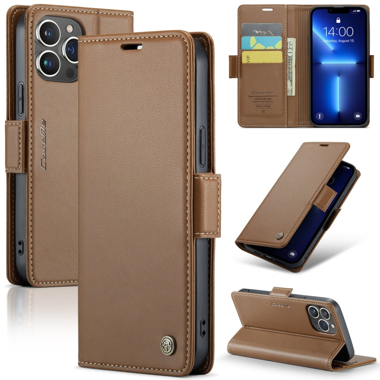 For iPhone 13 Pro CaseMe 023 Butterfly Buckle Litchi Texture RFID Anti-theft Leather Phone Case(Brown) - iPhone 13 Pro Cases by CaseMe | Online Shopping South Africa | PMC TechLife | Buy Now Pay Later Mobicred