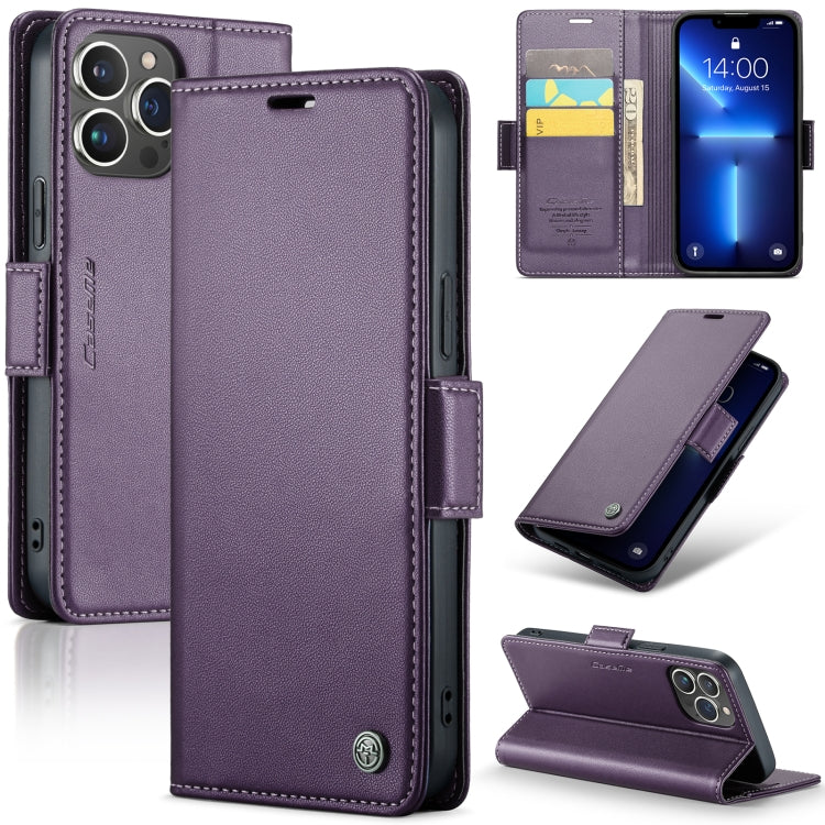 For iPhone 13 Pro CaseMe 023 Butterfly Buckle Litchi Texture RFID Anti-theft Leather Phone Case(Pearly Purple) - iPhone 13 Pro Cases by CaseMe | Online Shopping South Africa | PMC TechLife | Buy Now Pay Later Mobicred