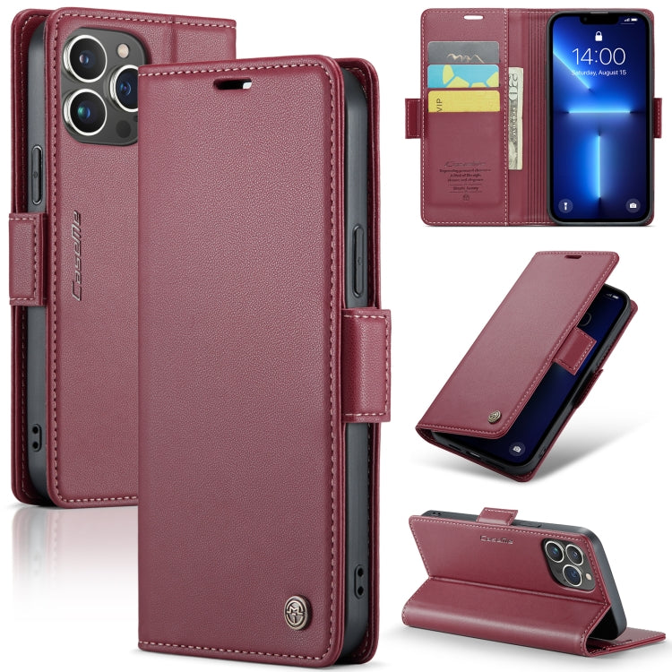 For iPhone 13 Pro Max CaseMe 023 Butterfly Buckle Litchi Texture RFID Anti-theft Leather Phone Case(Wine Red) - iPhone 13 Pro Max Cases by CaseMe | Online Shopping South Africa | PMC TechLife | Buy Now Pay Later Mobicred