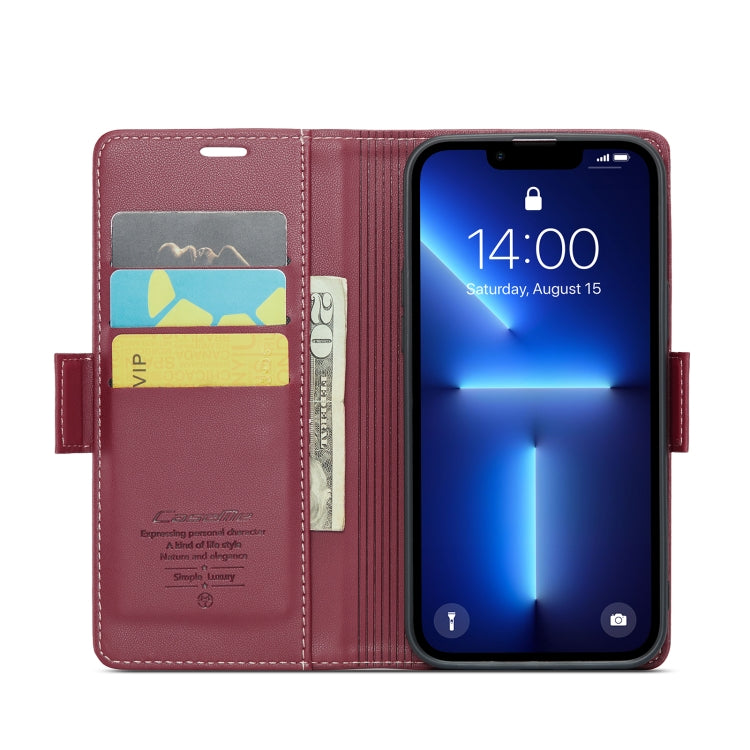 For iPhone 13 Pro Max CaseMe 023 Butterfly Buckle Litchi Texture RFID Anti-theft Leather Phone Case(Wine Red) - iPhone 13 Pro Max Cases by CaseMe | Online Shopping South Africa | PMC TechLife | Buy Now Pay Later Mobicred