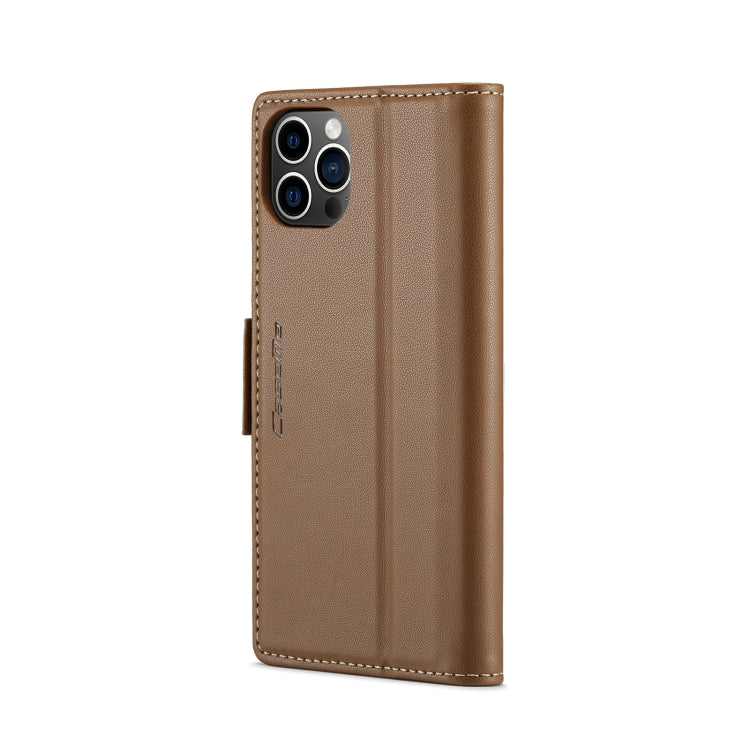 For iPhone 12 Pro Max CaseMe 023 Butterfly Buckle Litchi Texture RFID Anti-theft Leather Phone Case(Brown) - iPhone 12 Pro Max Cases by CaseMe | Online Shopping South Africa | PMC TechLife | Buy Now Pay Later Mobicred