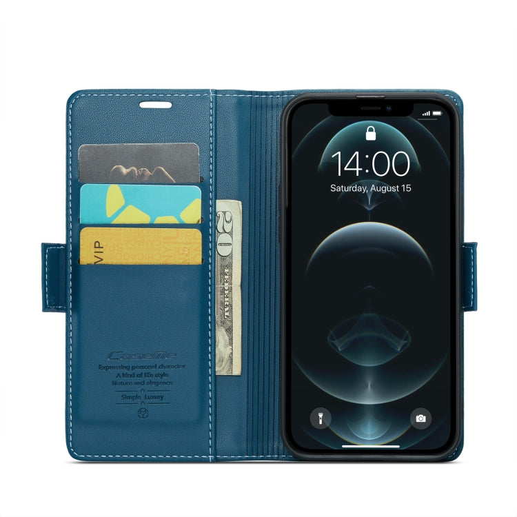 For iPhone 12 Pro Max CaseMe 023 Butterfly Buckle Litchi Texture RFID Anti-theft Leather Phone Case(Blue) - iPhone 12 Pro Max Cases by CaseMe | Online Shopping South Africa | PMC TechLife