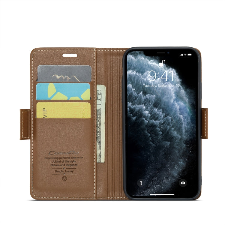 For iPhone 11 Pro CaseMe 023 Butterfly Buckle Litchi Texture RFID Anti-theft Leather Phone Case(Brown) - iPhone 11 Pro Cases by CaseMe | Online Shopping South Africa | PMC TechLife | Buy Now Pay Later Mobicred