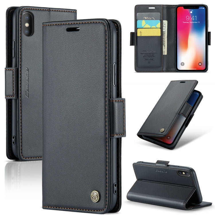 For iPhone XS CaseMe 023 Butterfly Buckle Litchi Texture RFID Anti-theft Leather Phone Case(Black) - More iPhone Cases by CaseMe | Online Shopping South Africa | PMC TechLife | Buy Now Pay Later Mobicred