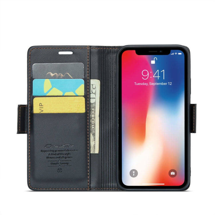 For iPhone XS CaseMe 023 Butterfly Buckle Litchi Texture RFID Anti-theft Leather Phone Case(Black) - More iPhone Cases by CaseMe | Online Shopping South Africa | PMC TechLife | Buy Now Pay Later Mobicred
