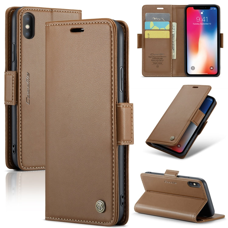 For iPhone XS CaseMe 023 Butterfly Buckle Litchi Texture RFID Anti-theft Leather Phone Case(Brown) - More iPhone Cases by CaseMe | Online Shopping South Africa | PMC TechLife | Buy Now Pay Later Mobicred