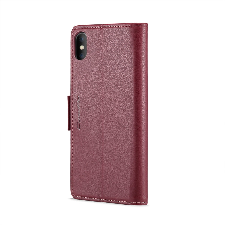 For iPhone XS CaseMe 023 Butterfly Buckle Litchi Texture RFID Anti-theft Leather Phone Case(Wine Red) - More iPhone Cases by CaseMe | Online Shopping South Africa | PMC TechLife