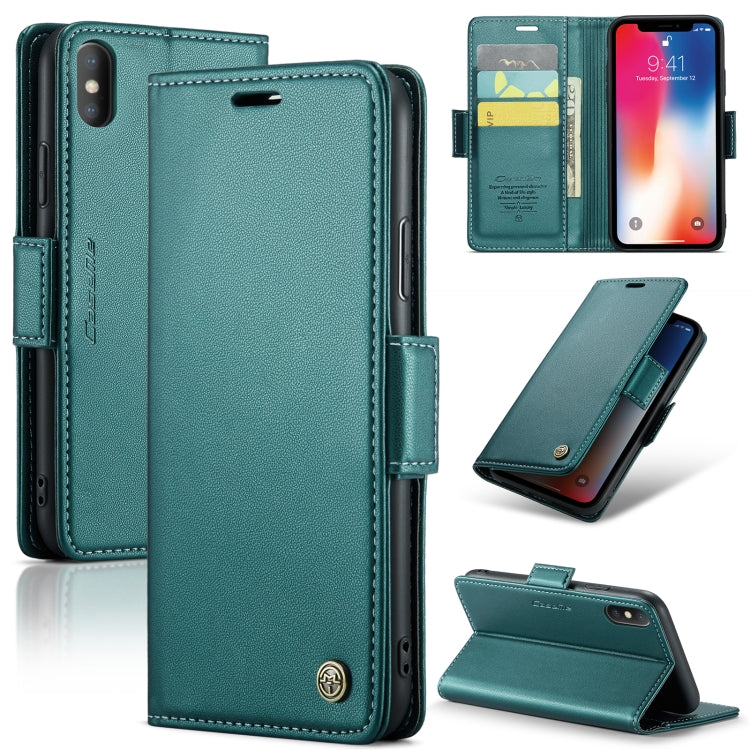 For iPhone XS CaseMe 023 Butterfly Buckle Litchi Texture RFID Anti-theft Leather Phone Case(Pearly Blue) - More iPhone Cases by CaseMe | Online Shopping South Africa | PMC TechLife | Buy Now Pay Later Mobicred