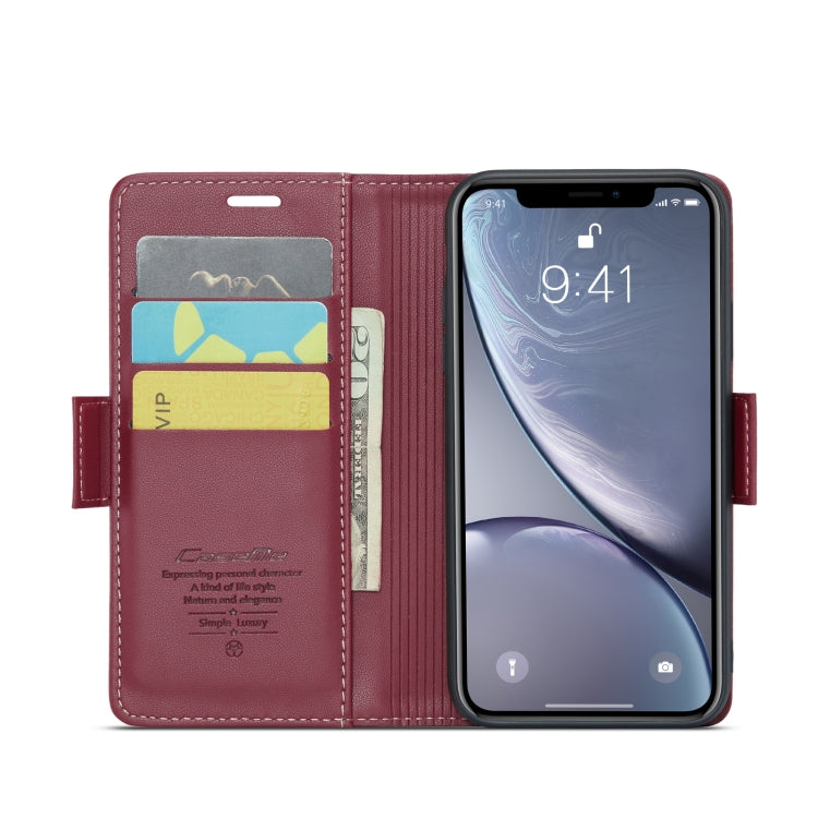 For iPhone XR CaseMe 023 Butterfly Buckle Litchi Texture RFID Anti-theft Leather Phone Case(Wine Red) - More iPhone Cases by CaseMe | Online Shopping South Africa | PMC TechLife