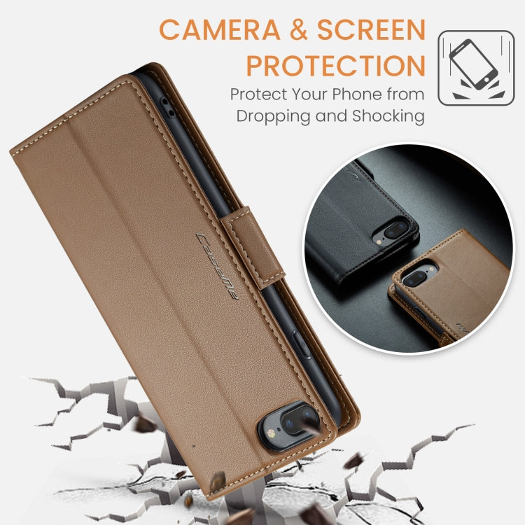 For iPhone 6 Plus/7 Plus/8 Plus CaseMe 023 Butterfly Buckle Litchi Texture RFID Anti-theft Leather Phone Case(Brown) - More iPhone Cases by CaseMe | Online Shopping South Africa | PMC TechLife | Buy Now Pay Later Mobicred