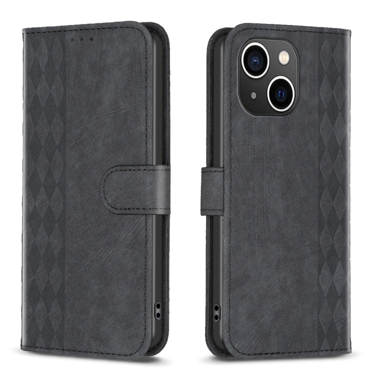 For iPhone 14 Plus Plaid Embossed Leather Phone Case(Black) - free shipping - PMC TechLife - Order now!