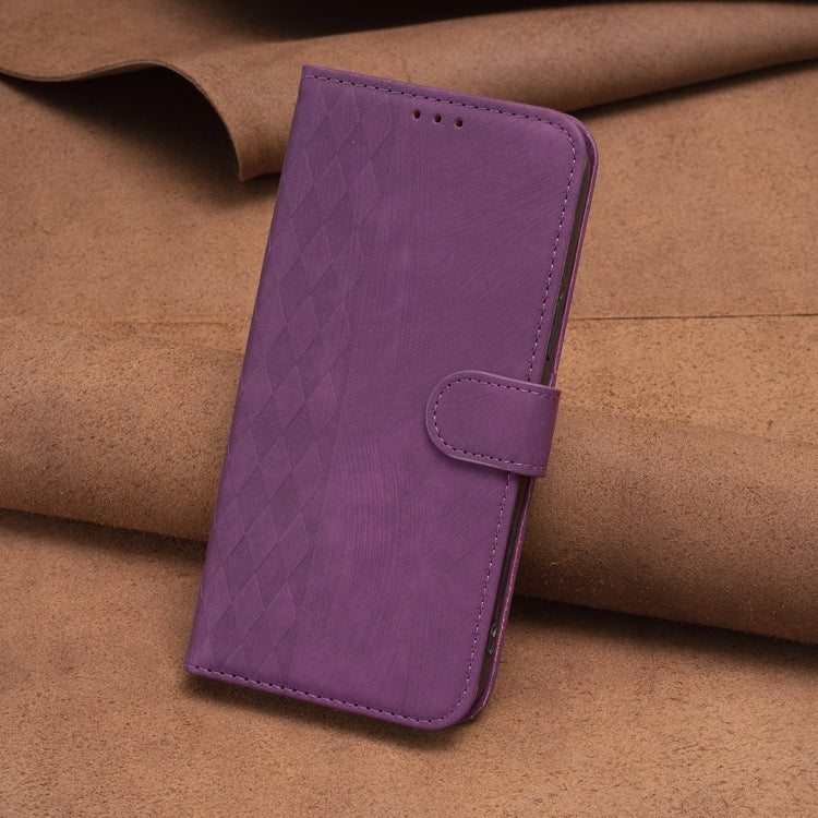 For iPhone 14 Pro Plaid Embossed Leather Phone Case(Purple) - free shipping - PMC TechLife - Order now!