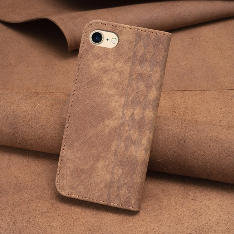 For iPhone SE 2022 / 7 / 8 Plaid Embossed Leather Phone Case(Brown) - free shipping - PMC TechLife - Order now!