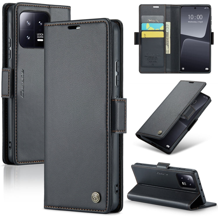 For Xiaomi 13 CaseMe 023 Butterfly Buckle Litchi Texture RFID Anti-theft Leather Phone Case(Black) - free shipping - PMC TechLife - Order now!