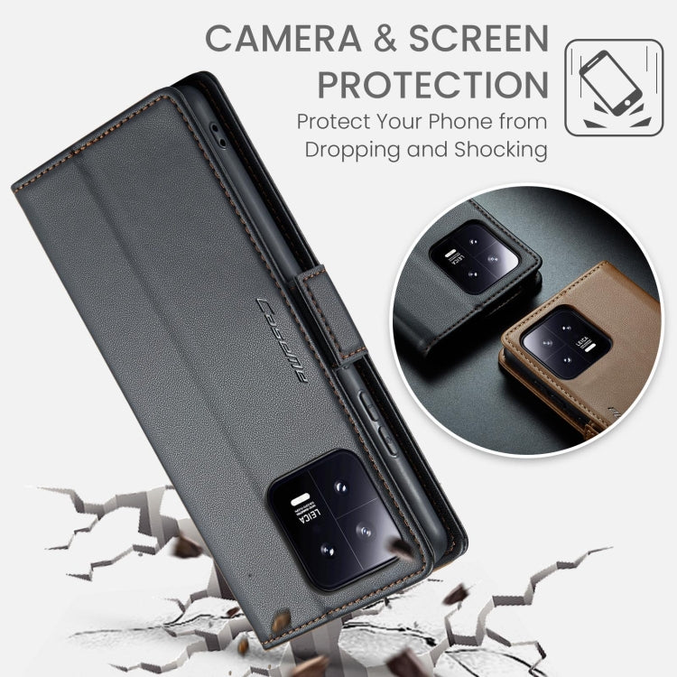 For Xiaomi 13 CaseMe 023 Butterfly Buckle Litchi Texture RFID Anti-theft Leather Phone Case(Black) - free shipping - PMC TechLife - Order now!