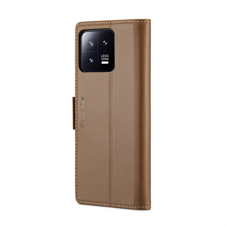 For Xiaomi 13 CaseMe 023 Butterfly Buckle Litchi Texture RFID Anti-theft Leather Phone Case(Brown) - free shipping - PMC TechLife - Order now!