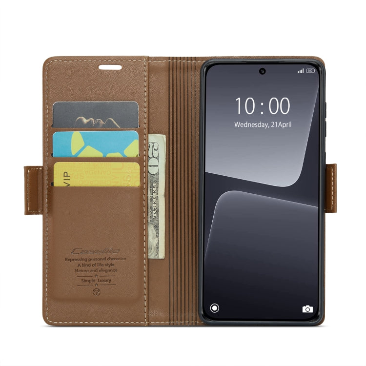 For Xiaomi 13 CaseMe 023 Butterfly Buckle Litchi Texture RFID Anti-theft Leather Phone Case(Brown) - free shipping - PMC TechLife - Order now!
