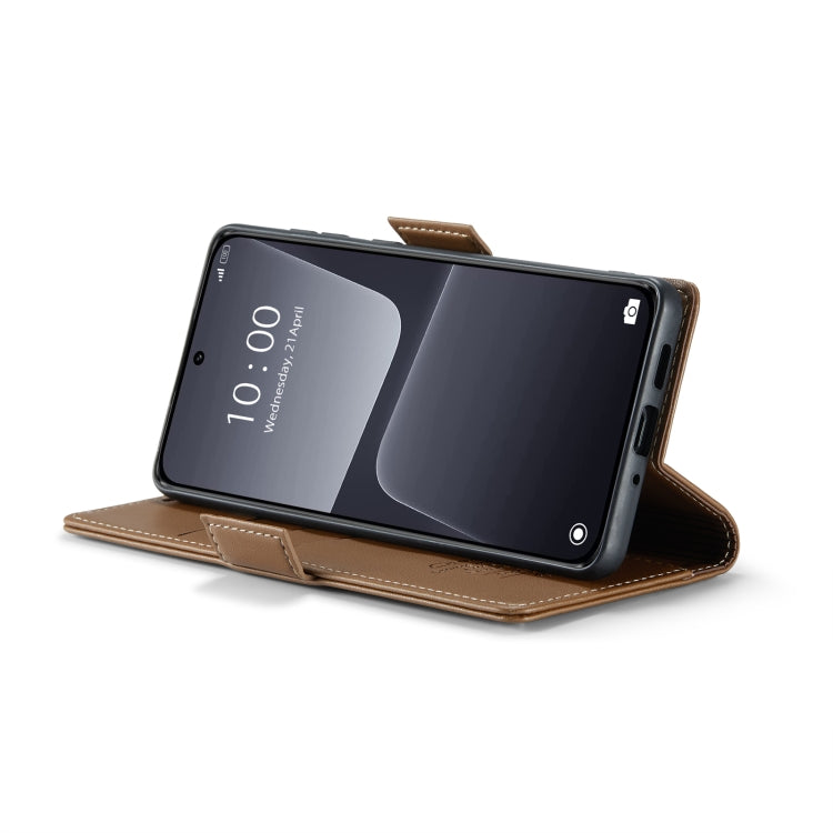 For Xiaomi 13 CaseMe 023 Butterfly Buckle Litchi Texture RFID Anti-theft Leather Phone Case(Brown) - free shipping - PMC TechLife - Order now!